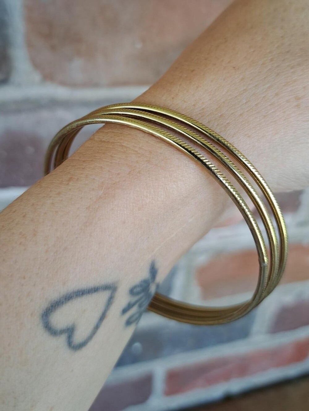 Set of 3 Gold Tone Textured Bangle Bracelets
